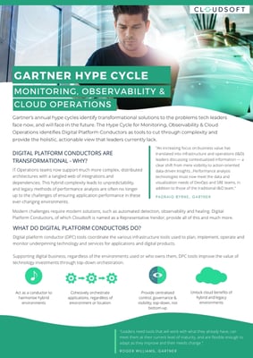 Gartner Hype Cycle - Monitoring, Observability, Cloud Operations - How DCPs close the gap