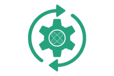 Green automation cog with white bandaid in the middle