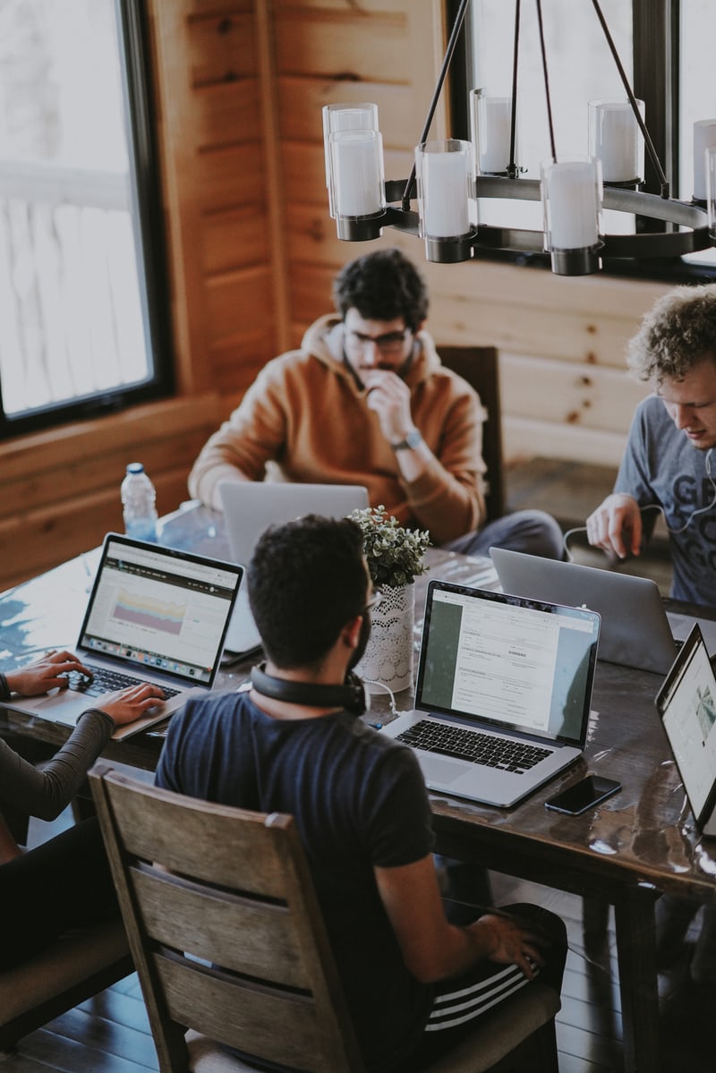 4 developers working 4 developers working